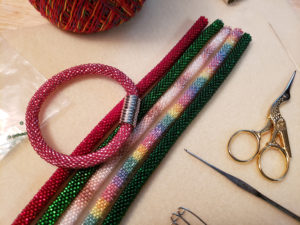 Bead crochet - instruments, materials, and unfinished projects