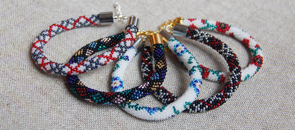 Bracelets made with the use of bead crochet pattern reader
