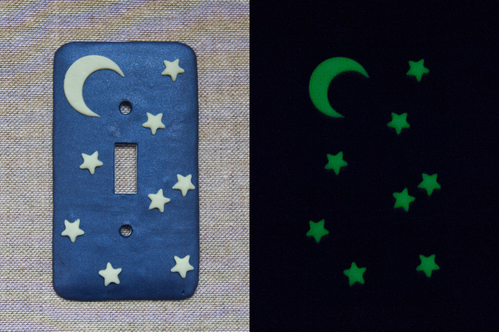 Light switch plate cover that glows in the dark