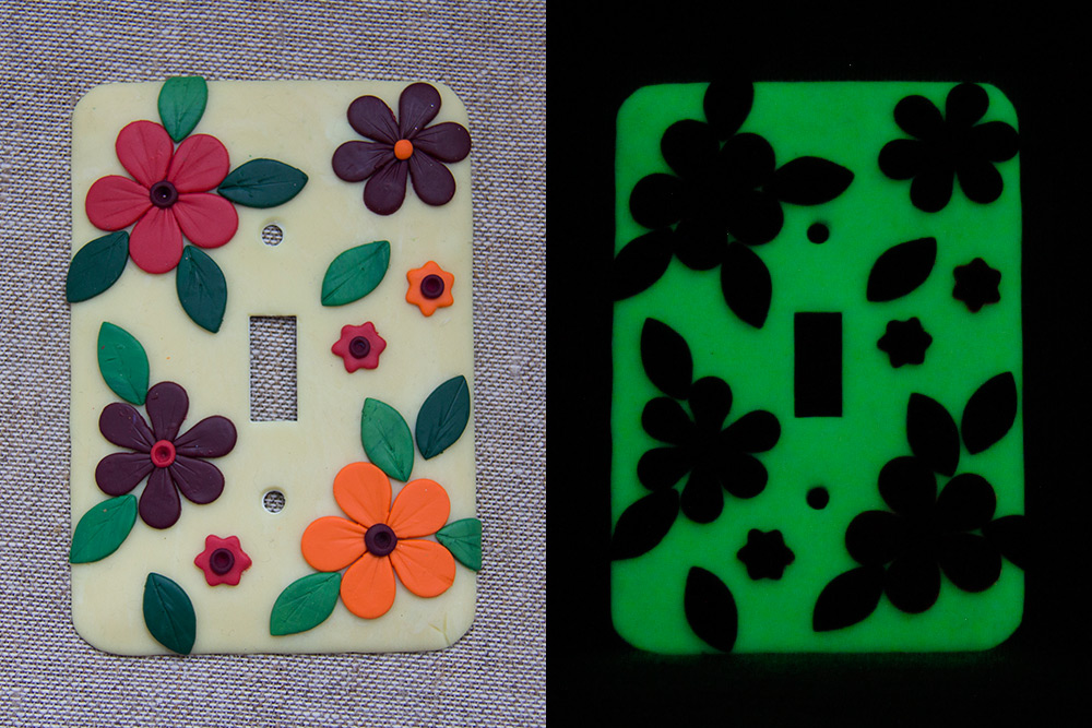 Light switch plate cover that glows in the dark