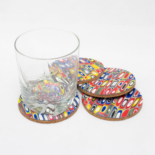 Set of coasters in primary colors