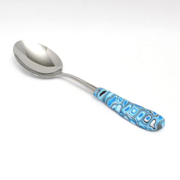 Light blue and teal serving spoon