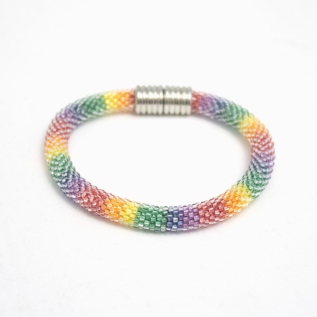 beaded bracelet Rainbow clay beaded bracelet handmade bead dainty bracelet rainbow swirl rainbow jewelry clay jewelry