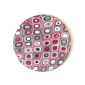 Coaster in Red, White, Silver, and Black
