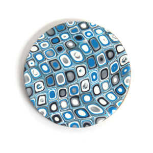 Set of Coasters in Blue, White, Silver, and Black