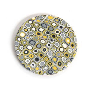 Set of Coasters in Yellow, White, Silver, and Black