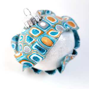Teal, silver, and gold Christmas tree ornament