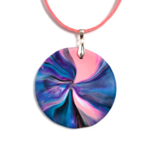 Pink, purple, and teal round pendant